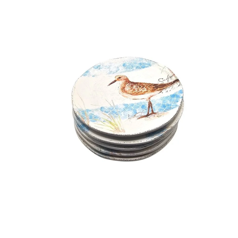 Pier 1 Sandpiper Bird Ceramic‎ Salad Luncheon Plates 8